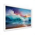 Designart "Sunset Shoreline Waves II" Coastal Framed Wall Art Decor