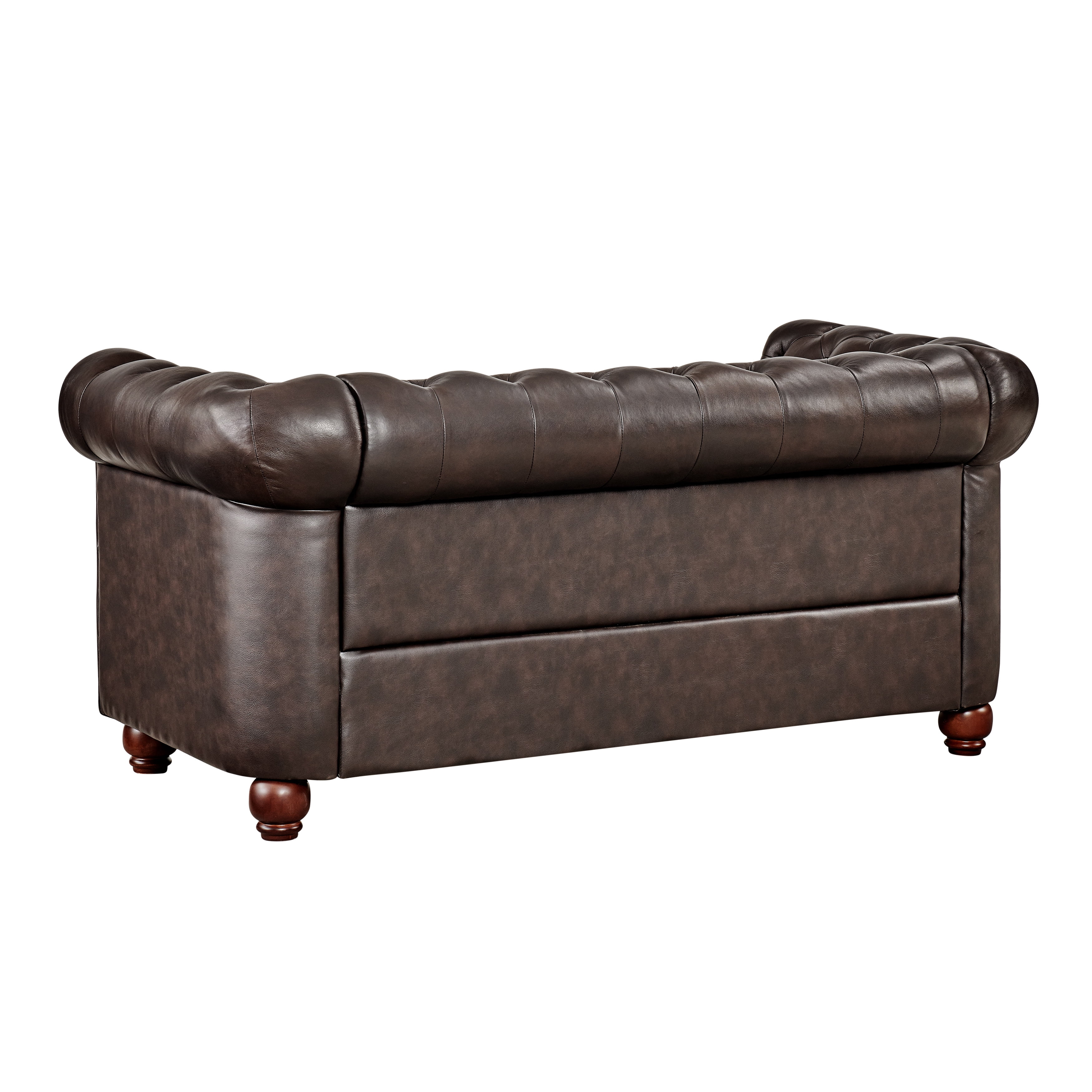 Home Meridian Mid-Century Modern Leather Upholstered Living Room Sofa in Chocolate