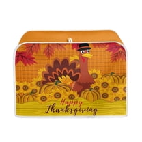 Renewold 2 Slice Toaster Cover Wide Slot Breadmaker Cover Turkey Sunflower Pumpkin Foldable Kitchen Appliance Cover Dust Protection Cover Happy Thanksgiving