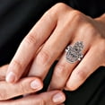 thumbnail image 4 of Delicate Henna Hand of Hamsa Sterling Silver Ring-8, 4 of 4