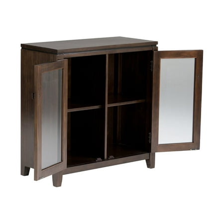 Simpli Home - Cosmopolitan Contemporary Low Storage Cabinet - Coffee Brown