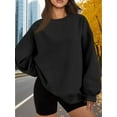 thumbnail image 6 of Women Oversized Sweatshirts Hoodie Fleece Crew Neck Long Sleeve Sweaters Comfy Fall Fashion Outfits Black XXL, 6 of 9