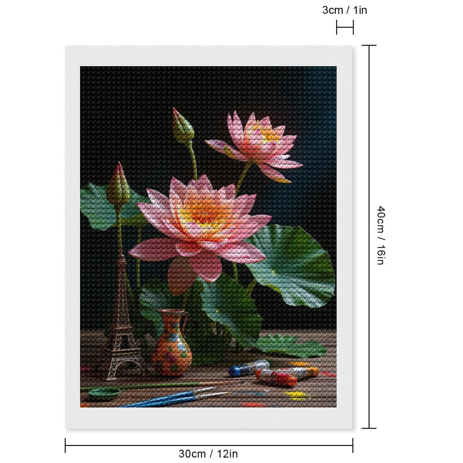 Diamond Art Kits for Adults, Lotus Art Model Painting Supplies 5D Diamond Painting Kits for Adults Beginners, DIY Full Drill Diamond Painting, Gem Art and Crafts 12x16