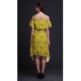 thumbnail image 2 of Bimba Yellow Bird Print Womens Chic Style Cold Shoulder Shift Dress Summer Tunic - X-Large, 2 of 6