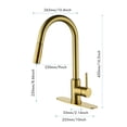 thumbnail image 4 of Cfowner Kitchen Faucet with Pull Down Sprayer, High Arc Single Handle Sink Faucet for Bar Laundry, 360°Swivel Spout, Gold, 4 of 8
