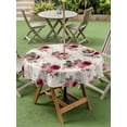 thumbnail image 4 of Outdoor Tablecloths with Umbrella Hole & Zipper, Pink Spring Floral Round Tablecloth 54 Inch, Farmhouse Flowers Modern Art Waterproof Table Cloth, Patio/Pool/Picnic Table Covers, 4 of 8