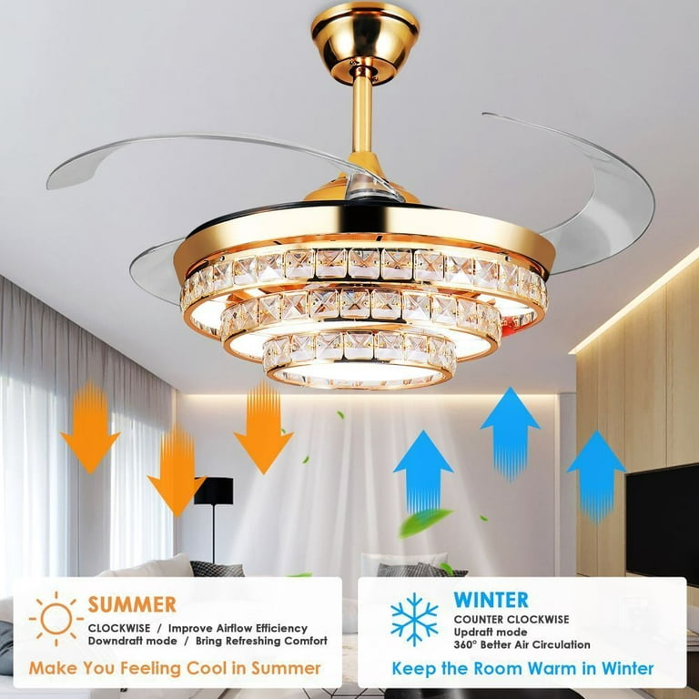 G Peh 42 Gold Crystal Ceiling Fans