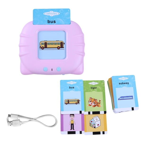 224 piezas de aprendizaje de tarjetas efectos de sonido palabras visuales juguetes educativos interactivos para de 2 3 4 5 - Versión rosa en Versión rosa en inglés SM SunniMix Máquina de aprendizaje