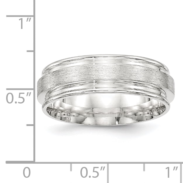 925 Sterling Silver Rhodium-plated 7mm Polished Fancy Size 5 to 13.5 Band Ring