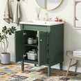 thumbnail image 2 of 24-inch Green Bathroom Vanity with Top Sink, Modern Two-Tier Freestanding Storage Cabinet, 2 Doors, Large Shelves, Simple Assembly for Small Bathrooms, 2 of 5