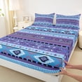 thumbnail image 3 of jejeloiu Aztec Triangle Rhombus Bed Sheets,Blue Purple King Sheets For Teens Kids 4 Pieces, 3 of 7