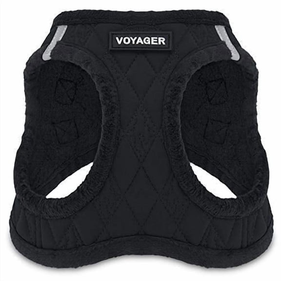 Voyager Step-In Plush Dog Harness – Soft Plush, Step In Vest Harness for Small and Medium Dogs by Best Pet Supplies - Black Plush, XS (Chest: 13 - 14.5")