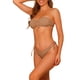 thumbnail image 4 of Conjuntos de bikini de dos piezas sin tirantes con cordón para mujer, traje de baño sólido con lazo, trajes de baño grandes en caqui, 4 of 5