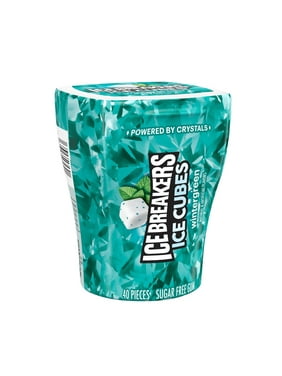 Ice Breakers Ice Cubes Wintergreen Sugar Free Chewing Gum, Bottle 3.24 oz, 40 Pieces