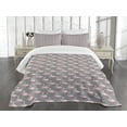 thumbnail image 3 of Ambesonne Flamingo Quilted Bedspread Set 3 Pcs, Tree Leaves Wildlife, King Size, Grey Rose Pink, 3 of 5