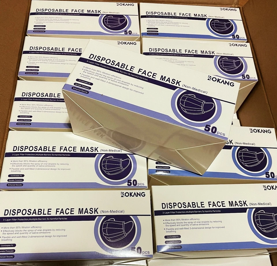 CIRCLE- 100 Pcs [Black] Disposable Face Masks 3-Ply Non-Medical Surgical Earloop Cover