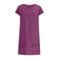 thumbnail image 4 of VKEKIEO Boho Dress For Women Mini Crew Neck Short Sleeve Printed Purple S, 4 of 8