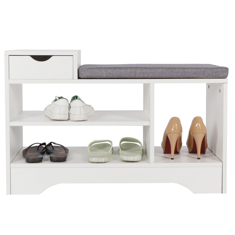EBTOOLS Shoe Bench Stool with Cushion Shoes Storage Cabinet Organizer for Home Living Room 
