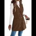 thumbnail image 2 of Vestido de Mujer Color Caqui con Bloques de Color, Otoño, Larga, Rayas, Blazer Falso para Mujer. Café M, 2 of 10