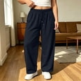 thumbnail image 4 of MYAOYINo Boundaries Womens Wide Leg Sweatpants Elastic Drawstring Waist Casual Lounge Pants, 4 of 8