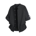 thumbnail image 6 of ZCFZJW Mens Dress Shirts Wrinkle Free Dress Shirts for Men Casual Rolled-up Long Sleeve Button Down Shirts Banded Collar Shirts Black XXXXL, 6 of 6