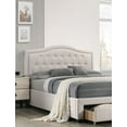 thumbnail image 3 of Light Brown Burlap Fabric Tufted Headboard Storage Footboard Queen Size Bed 1pc Bedroom Furniture Particle Board, 3 of 4