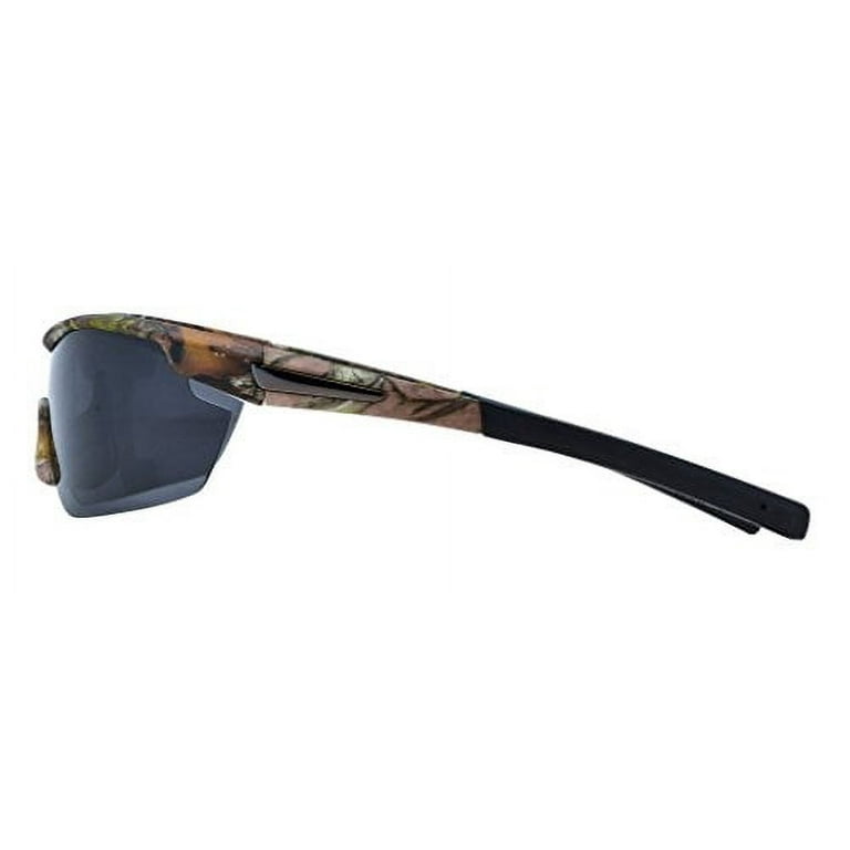 Hornz Polarized Sunglasses Men Camouflage Wrap Around Sport Frame, Brown Forrest Camo / Smoke
