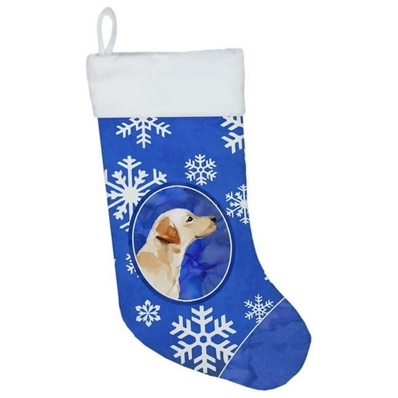 Caroline's Treasures Winter Snowflakes Labrador Retriever Multi-color Christmas Stocking, with Soft Suede Fabric 18"
