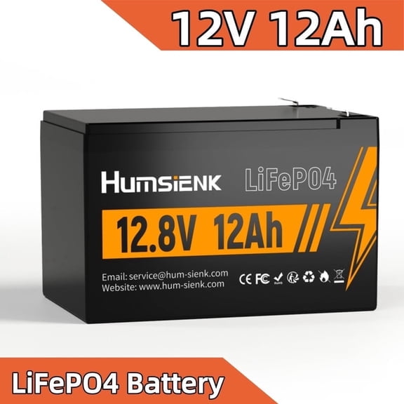 HumsiENK 12V 12Ah LiFePO4 Lithium Battery with Built-in BMS, Lithium Iron Phosphate Battery for Ride on Toy,Solar, Marine,Fish Finder,Camping,15000  Deep Cycles, IP67 Waterproof