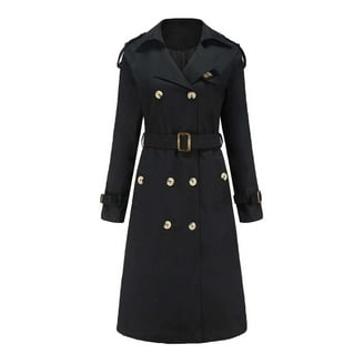 Herrnalise Women's Double Breasted Pea Coat Winter Mid-Long Trench