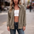 thumbnail image 2 of larppty Women's Bomber Jacket Corduroy Ribbed Zip Up Long Sleeve Winter Coat Fall Outerwear with Pockets (Grey, L), 2 of 7