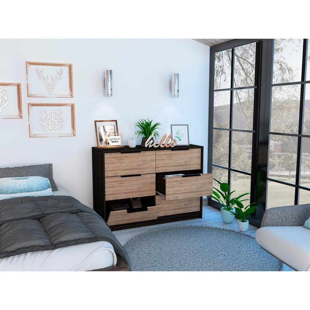 Modern Rustic Black and Natural Dresser