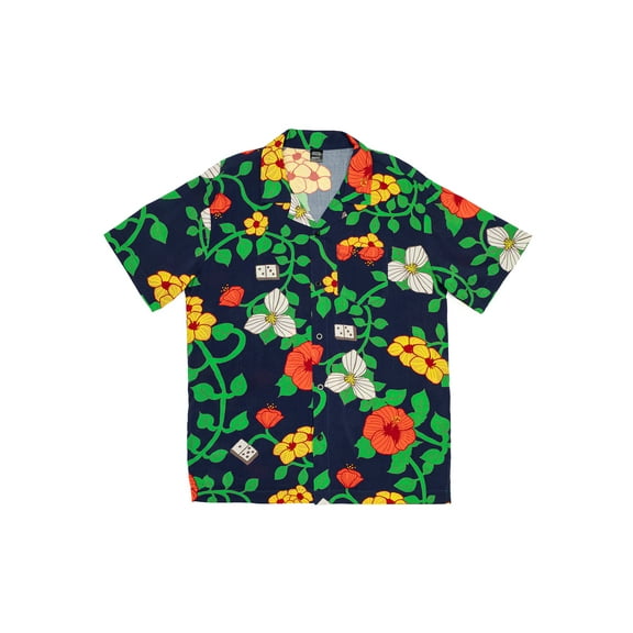 Roberto Lugo All Gender Hibiscus Print Button Down Resort Shirt, Men's Sizes S-3XL