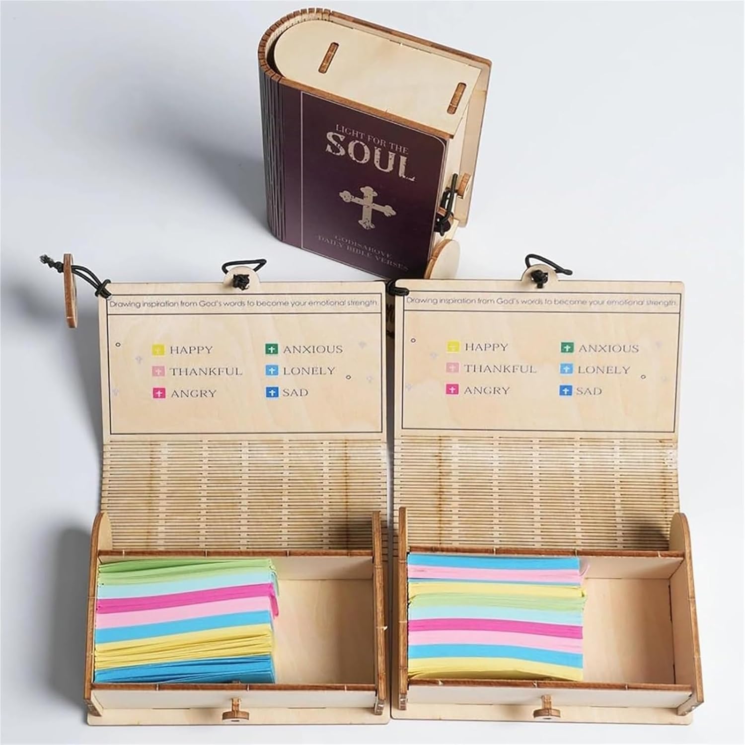 Wooden Scripture Storage Box Encouragement Bible Verse Card, 30 ...