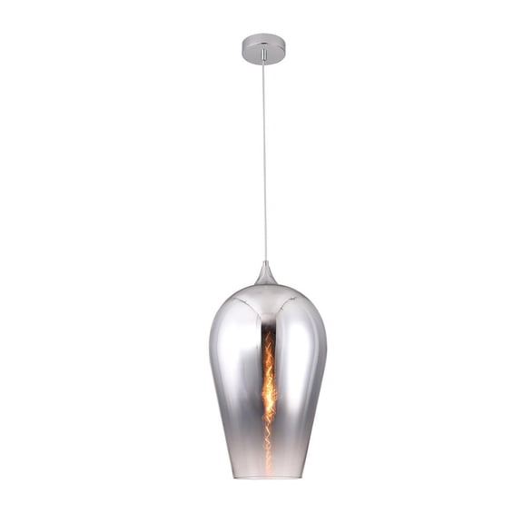 Bethel International Single Pendant Lighting Chrome Steel & Glass