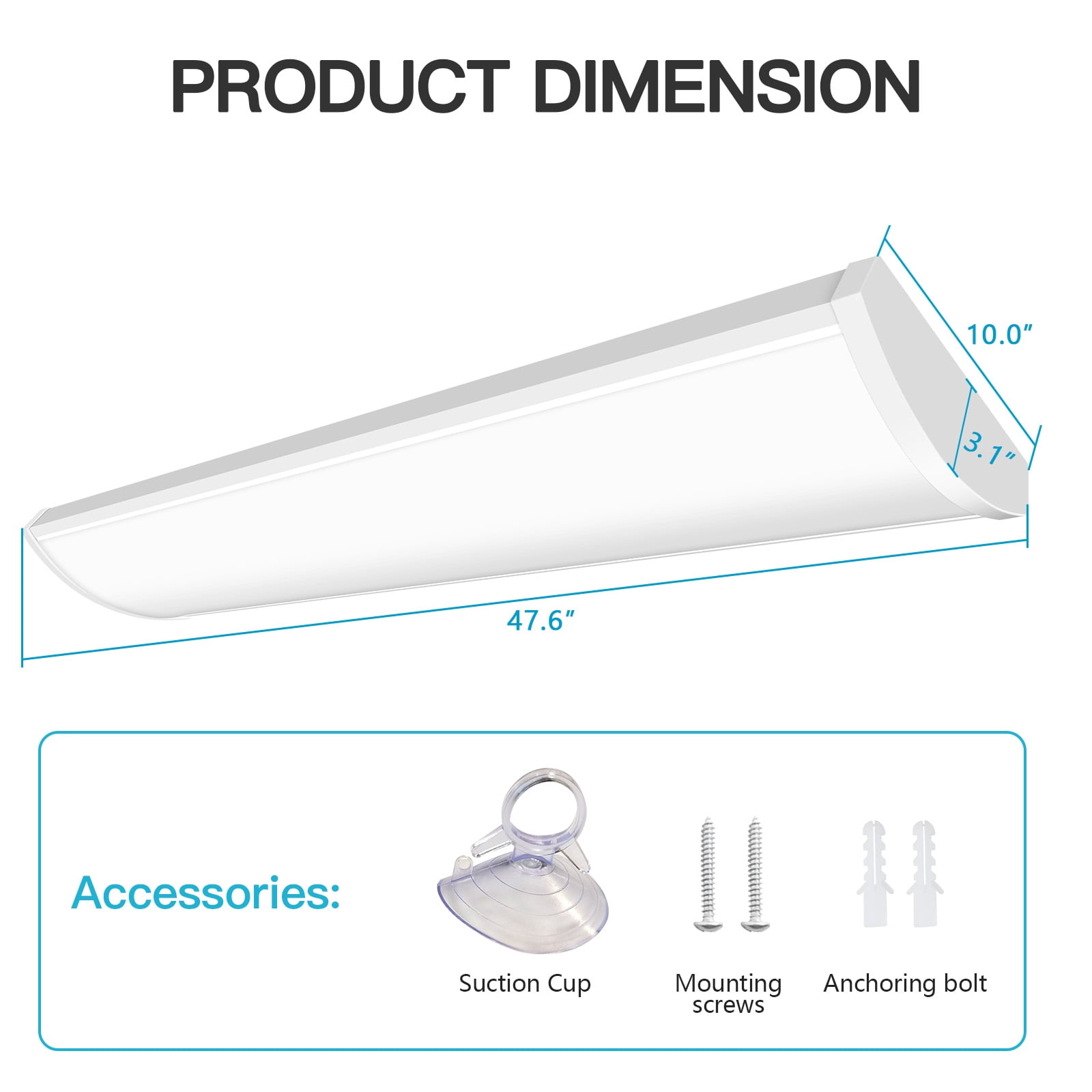 1 PK 4FT LED Wraparound Light,48 inch Garage Lights Ceiling, 54W, 6210LM, 3500/4000/5000K, 120-277V Commercial Electric 4FT Led Light Fixtures for Garage,Laundry Room,Warehouse,Closet,Shop,UL & DLC