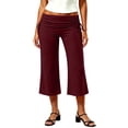 thumbnail image 2 of Ozmmyan Plus Size Womens Capri Sweatpants for Womens Foldover High Ruched Waisted Stretch Trousers Casual Lounge Solid Color Cropped Pants, 2 of 8