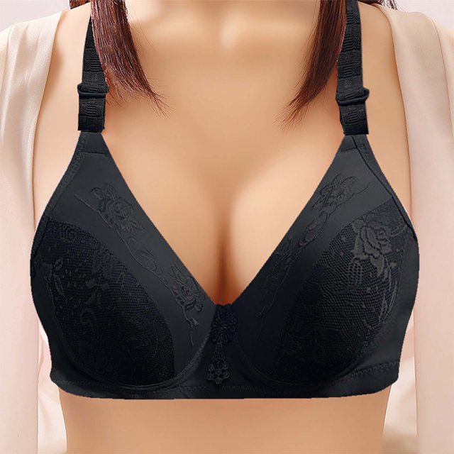 Abcnature Full Coverage Bras for Women Non Steel Ring Style Printed Gathered Middle Button Breathable Underwear Daily Bras