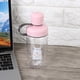thumbnail image 5 of Botella de agua deportiva transparente de color rosa, 400 ml, diseño de doble tapa, portátil para viajes, 5 of 8