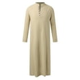 thumbnail image 1 of Ketyyh-chn99 Tshirt for Men Fall Clothes Mens Middle Arabic Simple Long Mens Button Robe Long Sleeve Robe Side Slit Robe Button Pocket Robe Khaki,L, 1 of 4