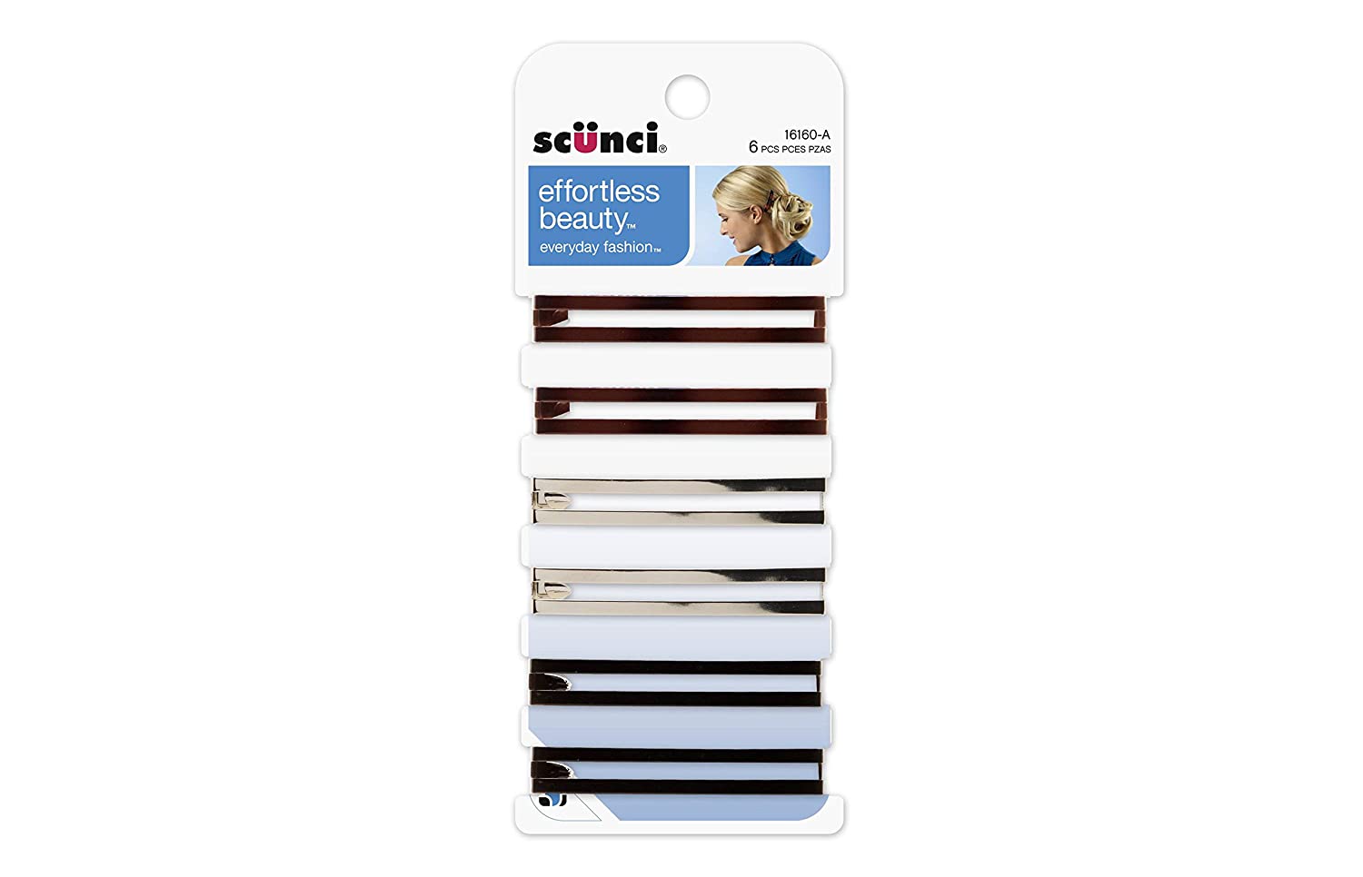 Scünci No-Slip Grip Open-Center Stay-Tight Barrettes in Assorted Colors Packaging May Vary), Count