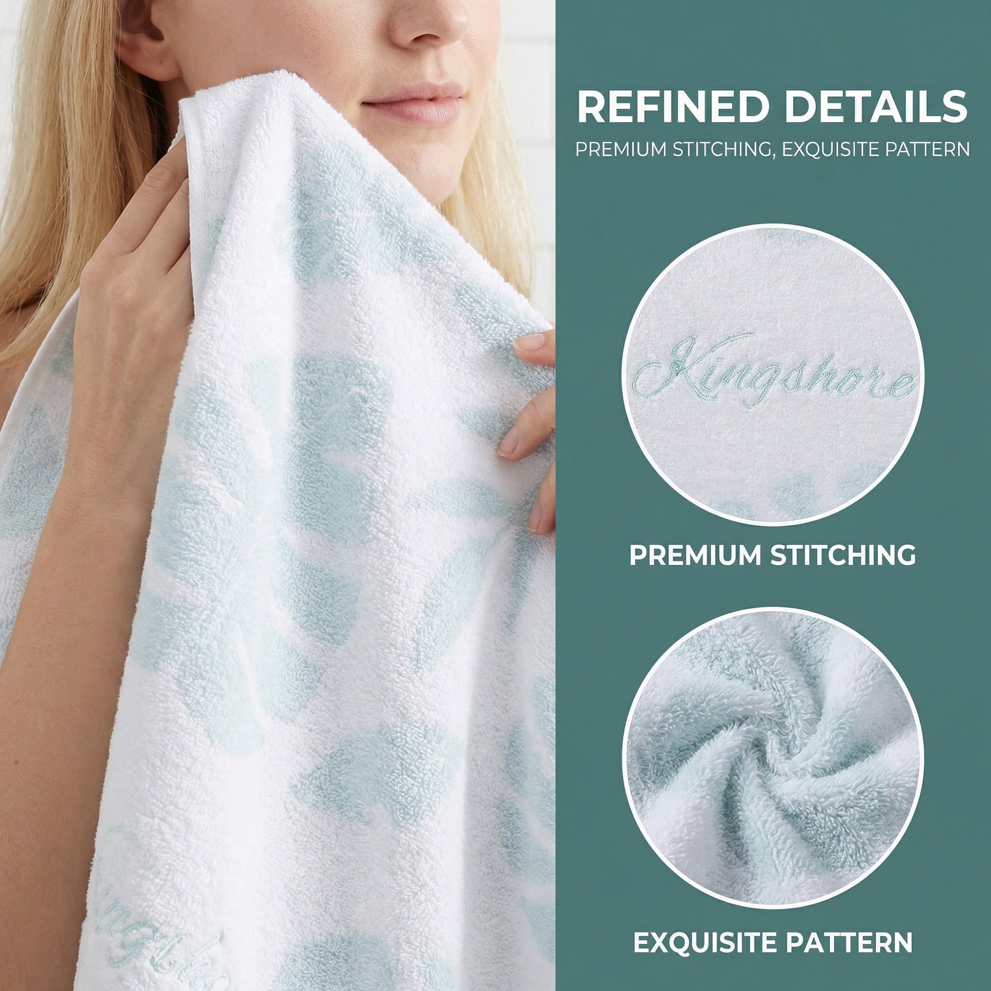 Unique Bargains Cotton Leaf Jacquard Soft Absorbent Hand Towel Green 28" x 13"