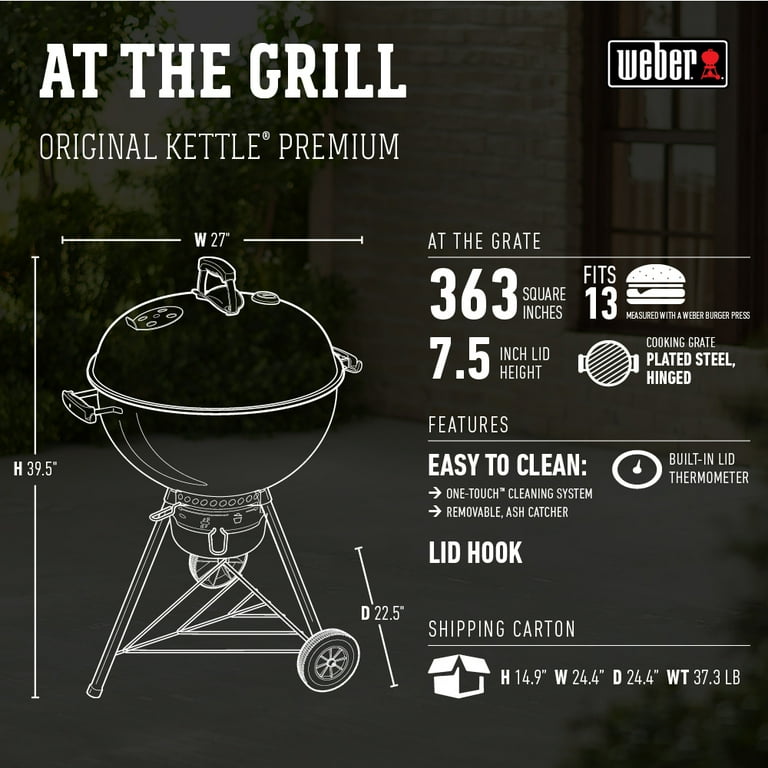 Weber, Charcoal Grill, 22 Inch Premium Kettle, Copper - Walmart.com