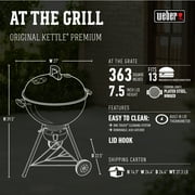 Weber Original Charcoal Grill, 22 Inch Premium Kettle Charcoal Grill, Black