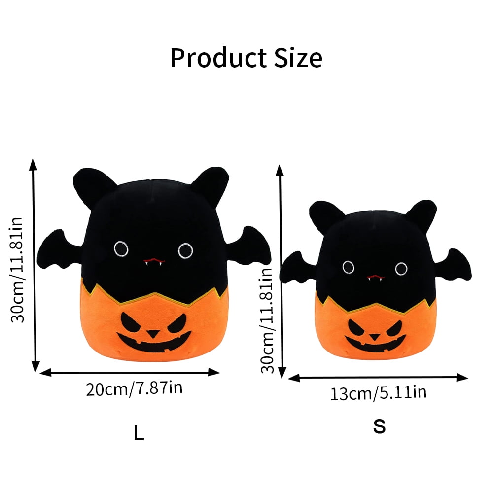 Black Bat Plush Pillow Toy, Kawaii Bat Stuffed Pumpkin Bat Plush, Cute