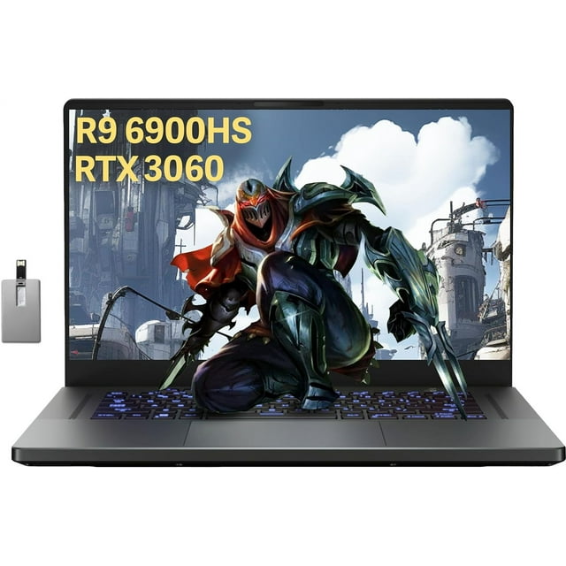 ASUS ROG Zephyrus 15,6 Pouces WQHD 165Hz Ordinateur Portable de Jeu, AMD Ryzen 9 6900HS, 16 Go DDR5 RAM, 512 Go PCIe SSD, Clavier Rétroéclairé RGB, GeForce RTX 3060, Win 11, Gris, Carte USB 32 Go Hotface