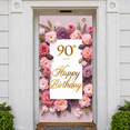 thumbnail image 6 of Pink Roses 90th Birthday Banner Golden Lettering Display Floral Decor Pink Background Floral Backdrop for 90th Birthday Party Senior Celebration Family Gathering, 6 of 9