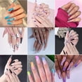 thumbnail image 4 of Prensa negra en uñas, uñas postizas de mariposa, uñas postizas de longitud media, prensa Artificial Extra larga en uñas acrílicas con purpurina, 24 Uds., 4 of 5