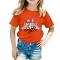 thumbnail image 1 of LUOGENLI T-Shirt pour Filles, Mignon Graphique de Pâques, Col Rond, Manches Courtes, T-Shirt d'Été Décontracté, Blanc, Maxi, Orange, 1-2 Ans, 1 of 4