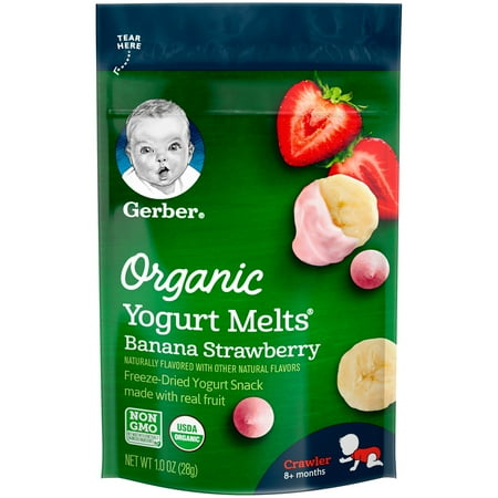 Gerber Yogurt Melts Organic Freeze-Dried Yogurt & Fruit Snacks, Banana Strawberry, 1 oz.